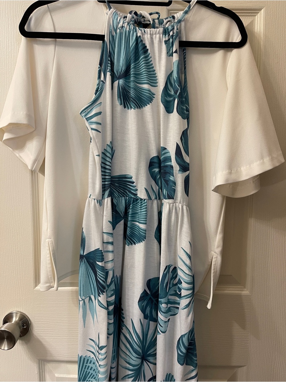Tropical Teal Halter Maxi Dress